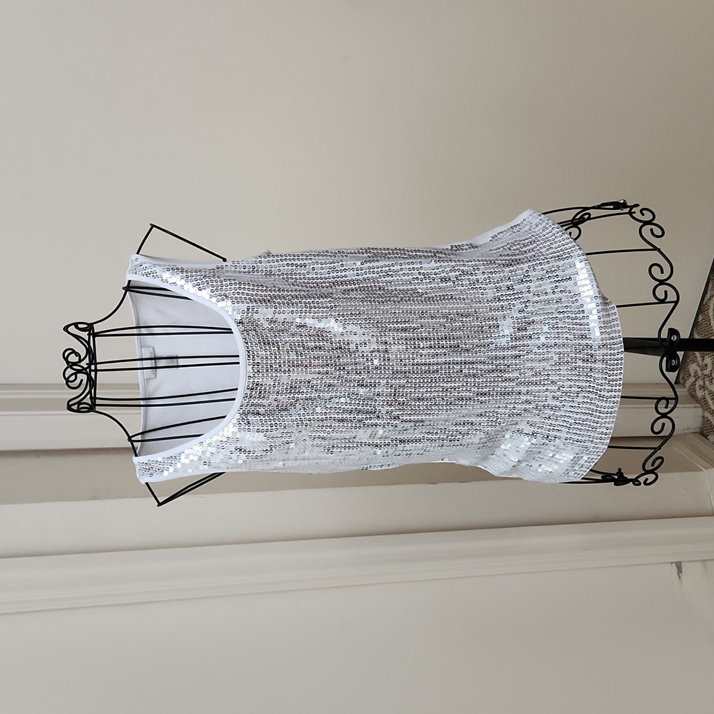 Silver sequined tank top
